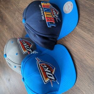 Lot of 3 OKC Oklahoma City Thunder NBA Basketball Snap Backs (See Descri…
